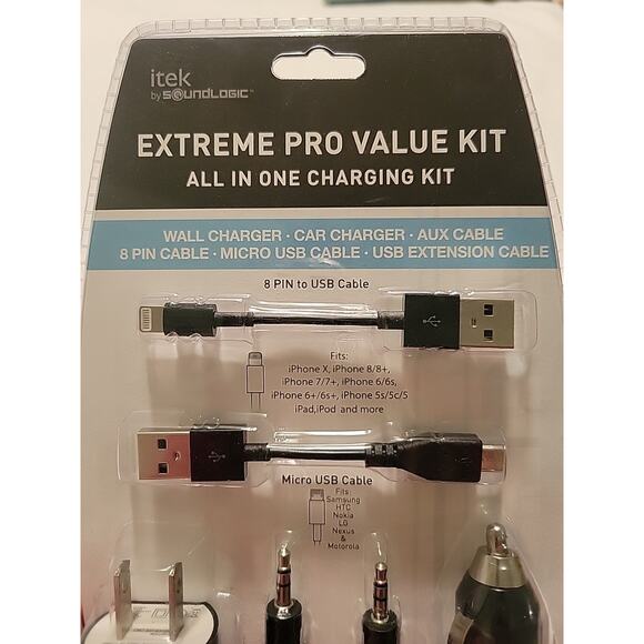 iPhone iPad Android USB ITek Charger Pro All In One Charging Kit Home/Car - Picture 3 of 6